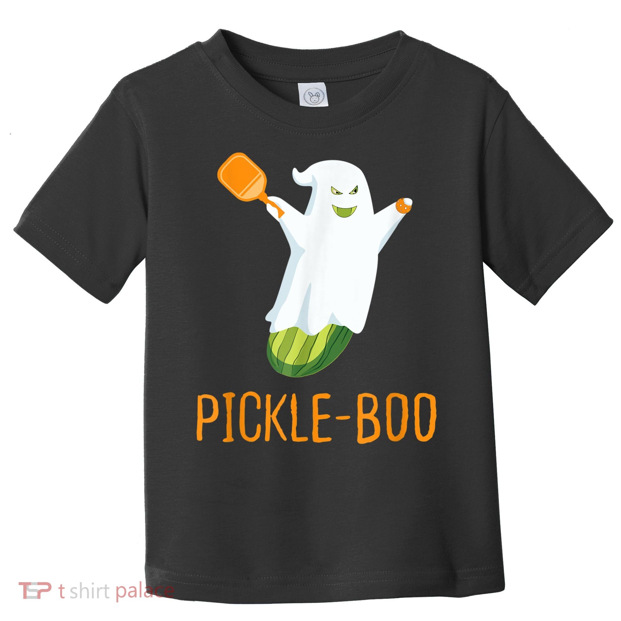 Funny Pickle Ghost Loves To Play Pickleball At Halloween Toddler T-Shirt