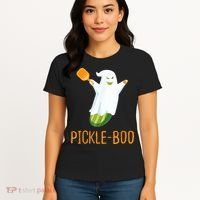 Funny Pickle Ghost Loves To Play Pickleball At Halloween Women's T-Shirt thumb 4