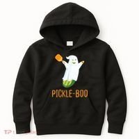 Funny Pickle Ghost Loves To Play Pickleball At Halloween Kids Hoodie thumb 0