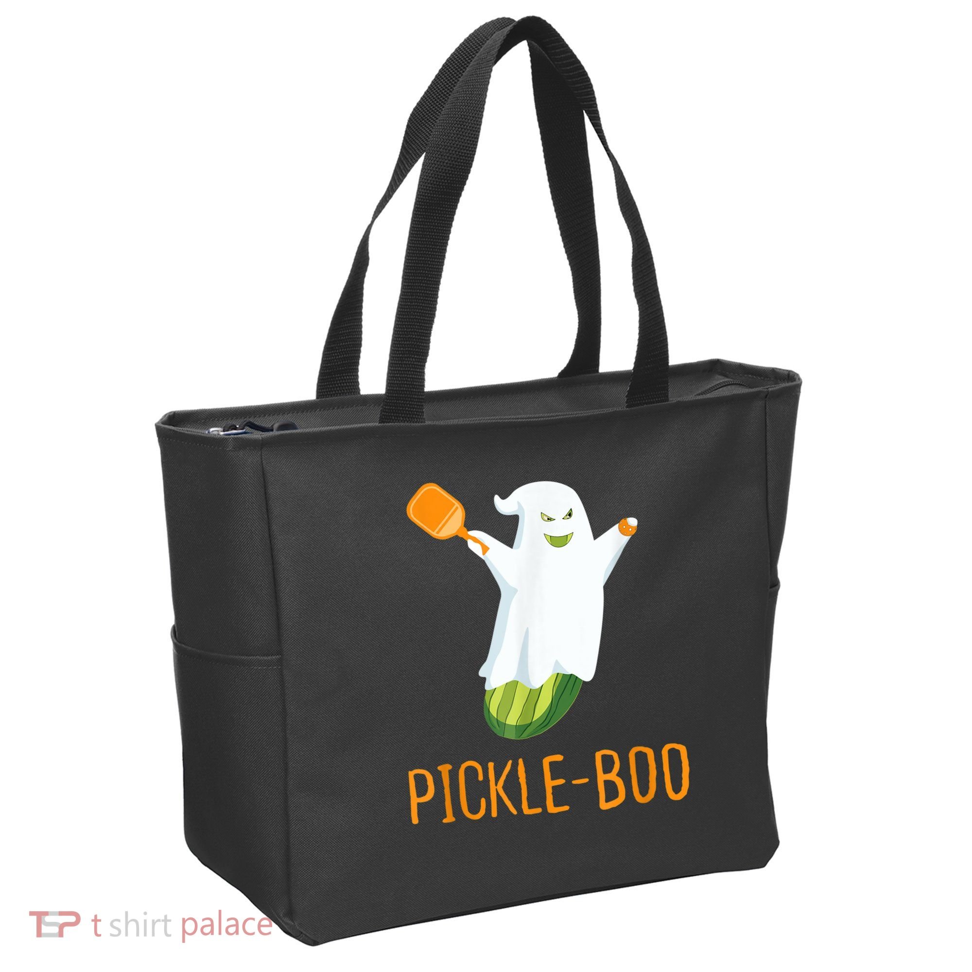 Funny Pickle Ghost Loves To Play Pickleball At Halloween Tote Bag
