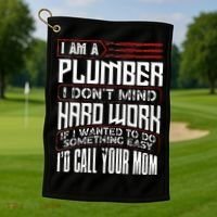 Funny Plumber Gift For Men Plumbing Dad Fathers Day Golf Towel thumb 1