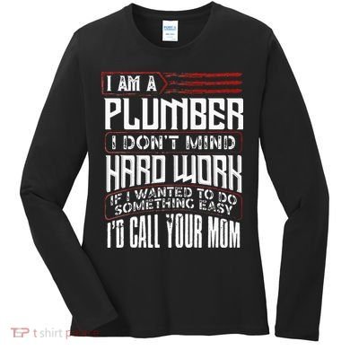 Funny Plumber Gift For Men Plumbing Dad Fathers Day Women's Long Sleeve Shirt