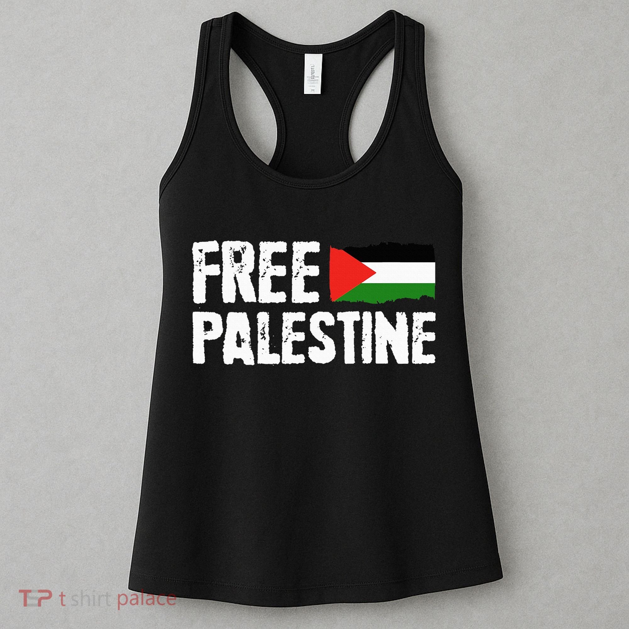 Free Palestine Gaza Flag Arabic Freedom for Palestinians Women's Tank Top