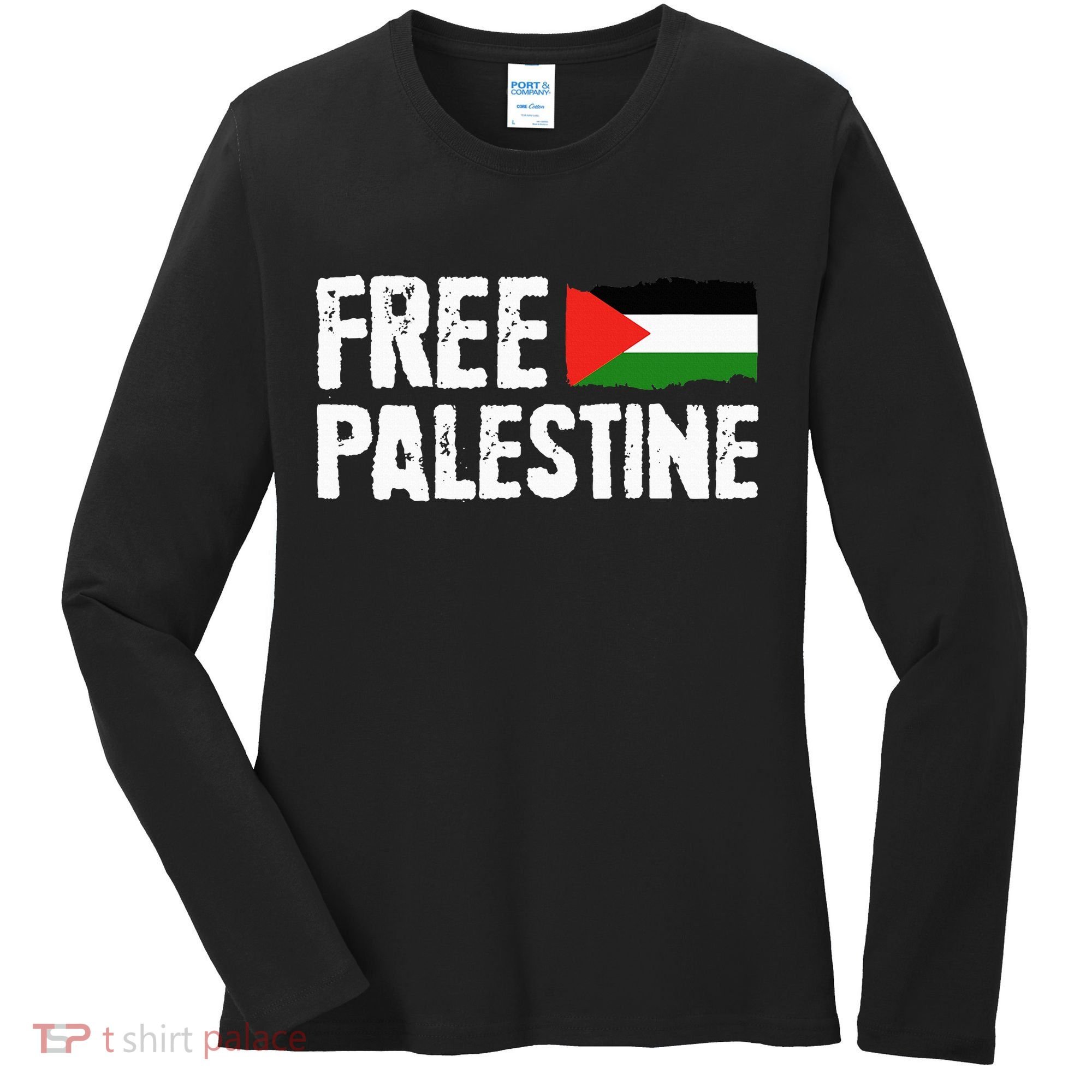Free Palestine Gaza Flag Arabic Freedom for Palestinians Women's Long Sleeve Shirt