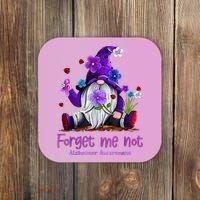 Forget Purple Gnome Me Not Purple Alzheimers Awareness Coaster thumb 0