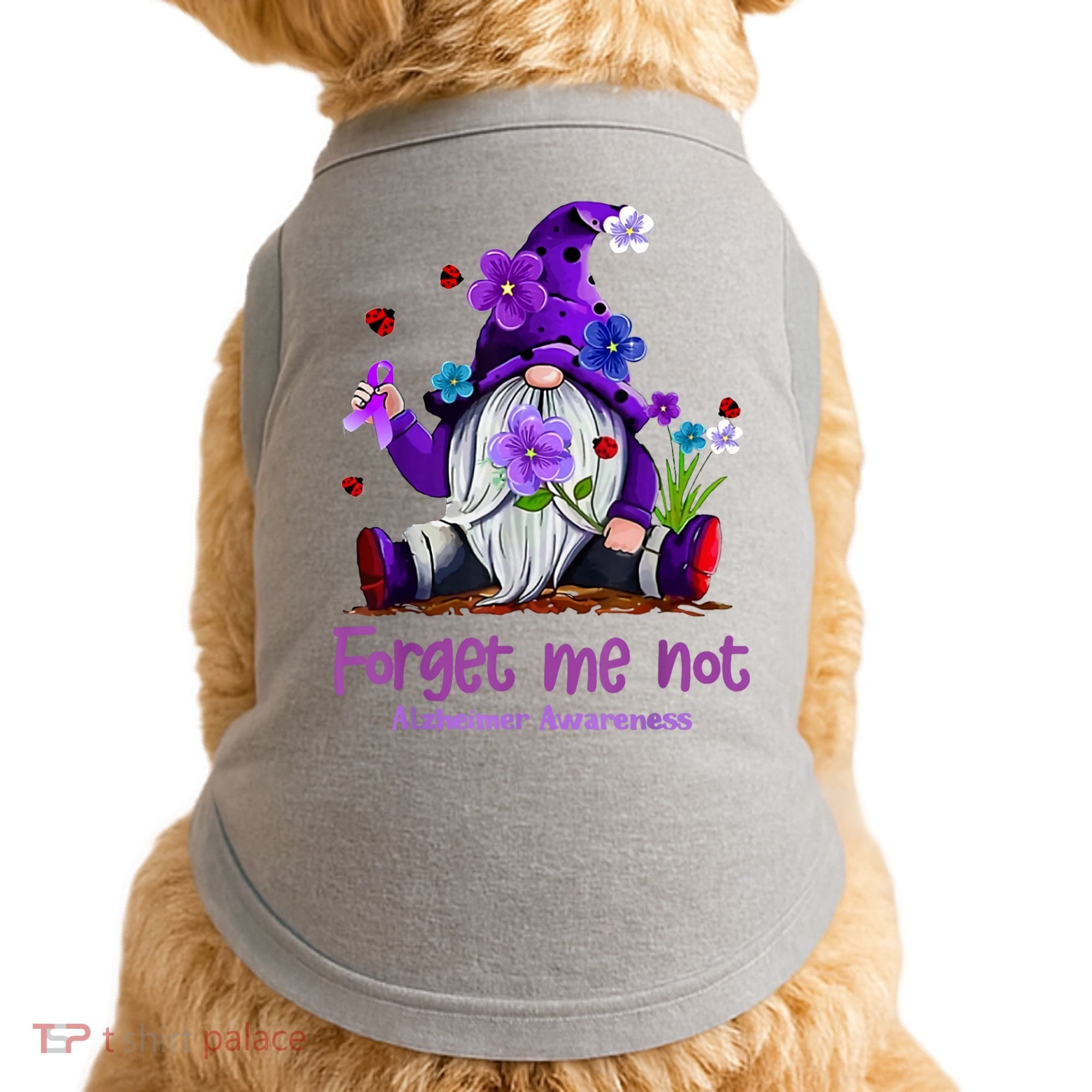 Forget Purple Gnome Me Not Purple Alzheimers Awareness Doggie Tank