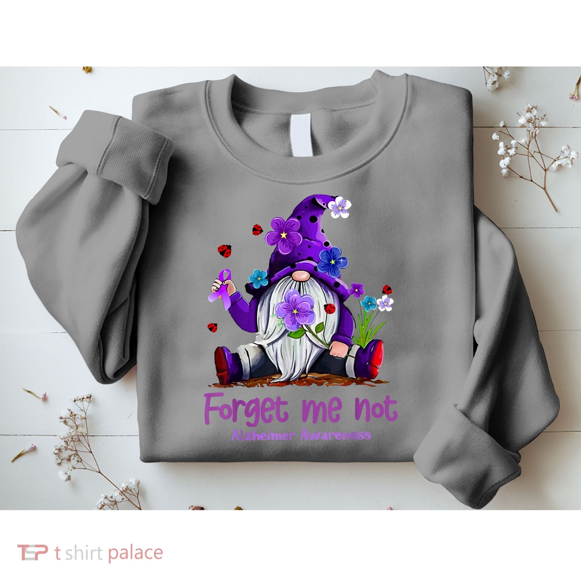 Forget Purple Gnome Me Not Purple Alzheimers Awareness Sweatshirt
