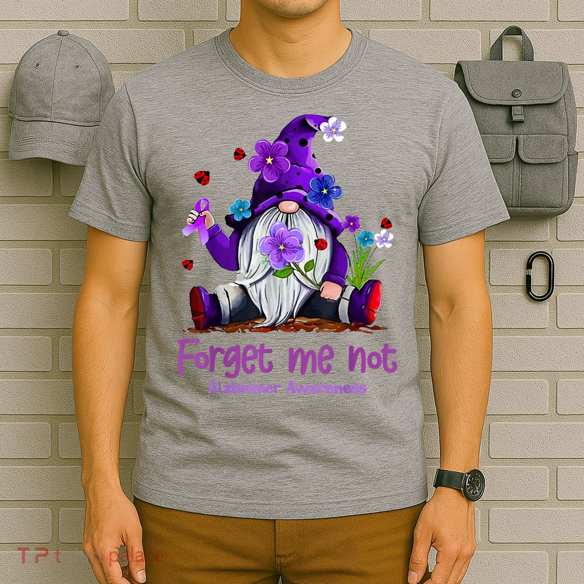 Forget Purple Gnome Me Not Purple Alzheimers Awareness T-Shirt