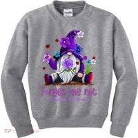 Forget Purple Gnome Me Not Purple Alzheimers Awareness Kids Sweatshirt thumb 0
