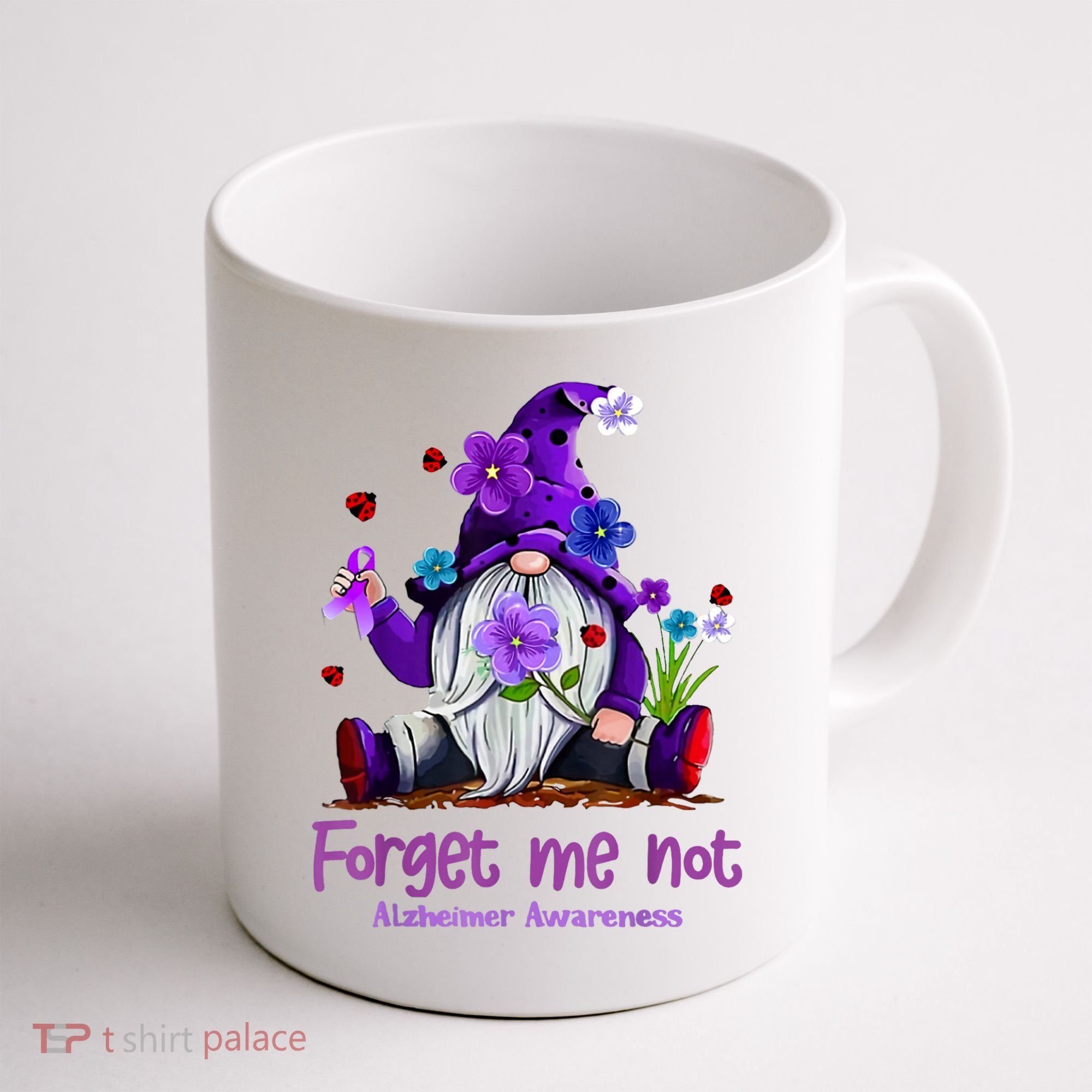 Forget Purple Gnome Me Not Purple Alzheimers Awareness Coffee Mug