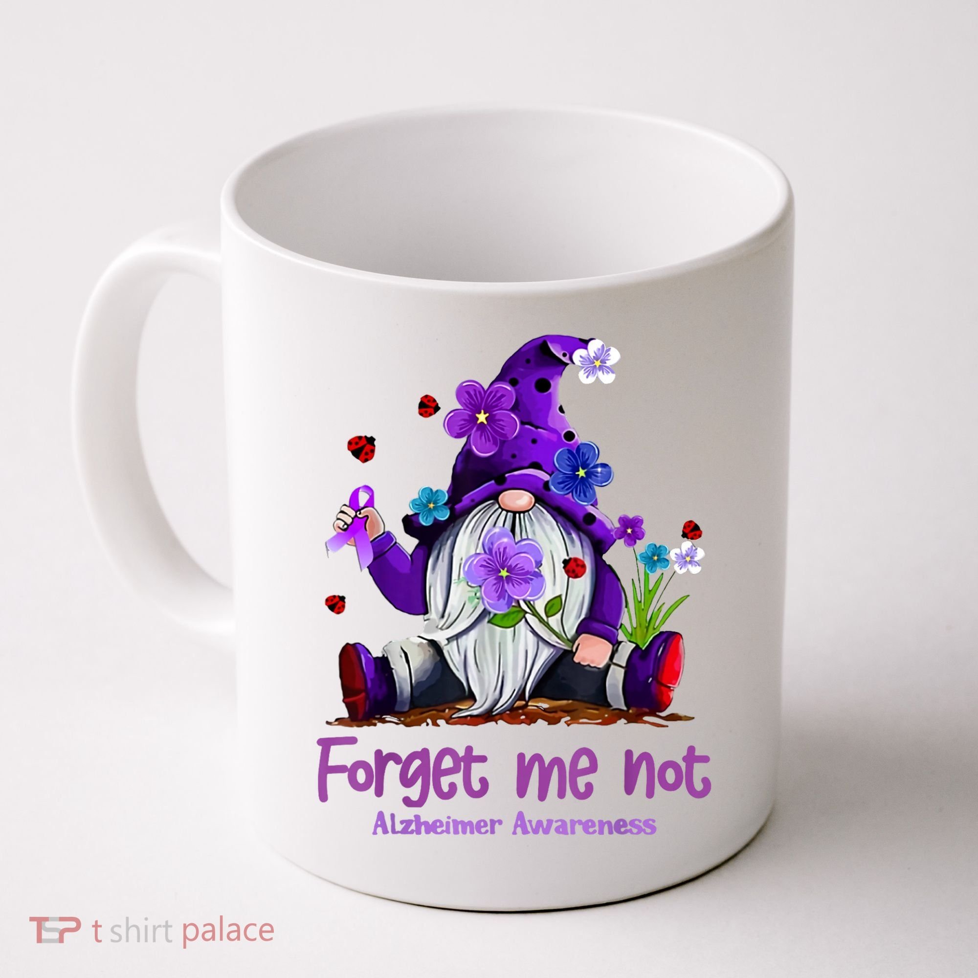 Forget Purple Gnome Me Not Purple Alzheimers Awareness Coffee Mug