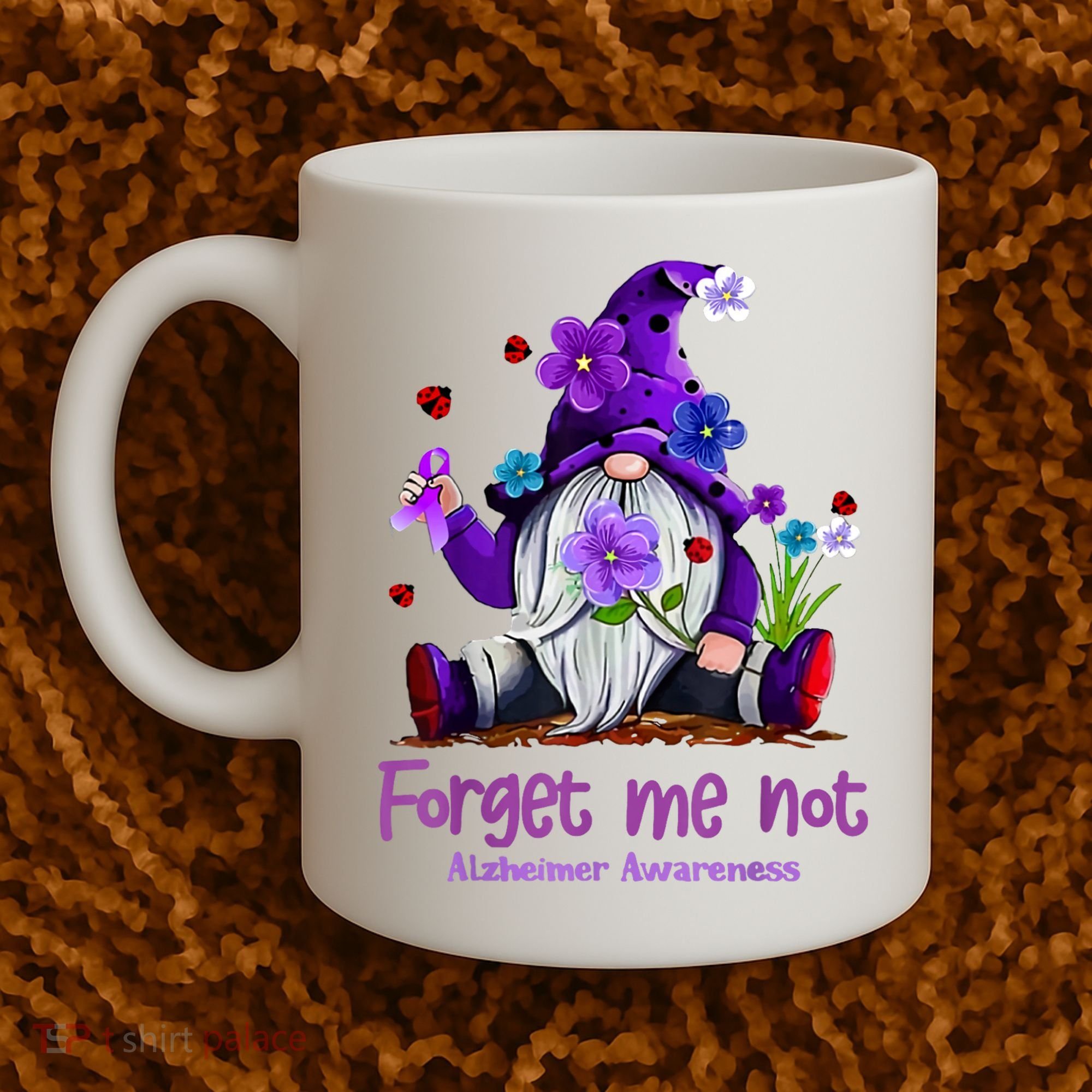 Forget Purple Gnome Me Not Purple Alzheimers Awareness Coffee Mug