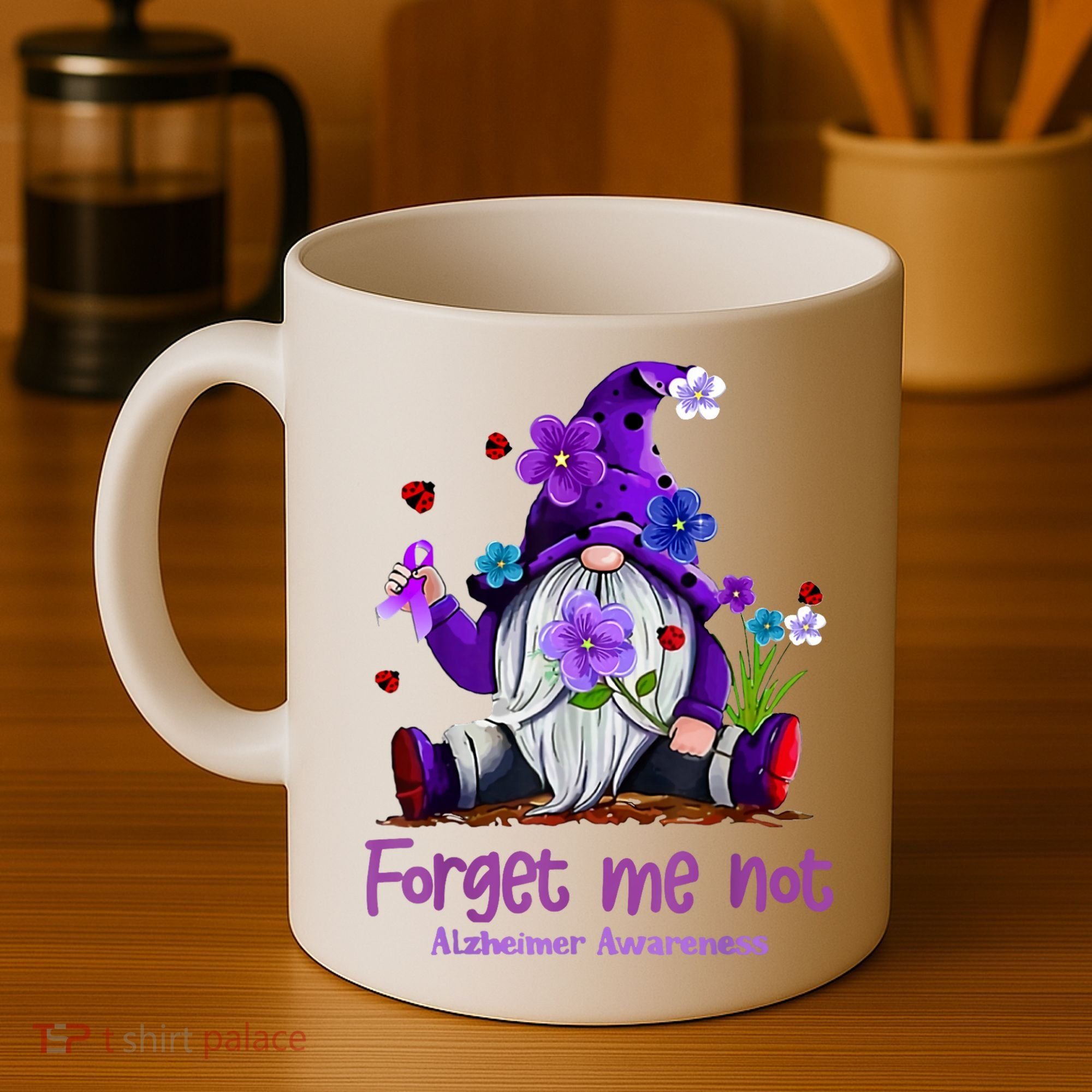 Forget Purple Gnome Me Not Purple Alzheimers Awareness Coffee Mug