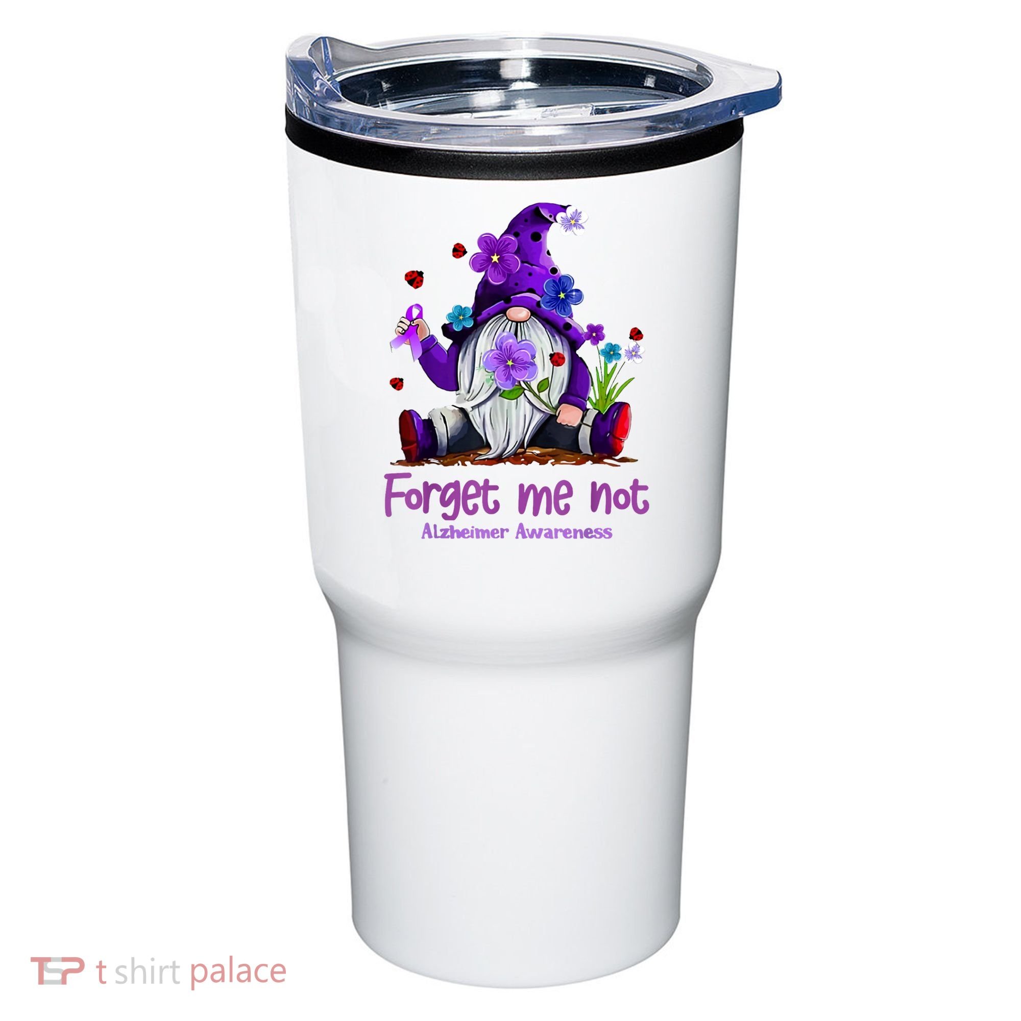 Forget Purple Gnome Me Not Purple Alzheimers Awareness Tumbler