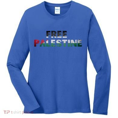 Free Palestine Gaza Flag Arabic Gift Women's Long Sleeve Shirt