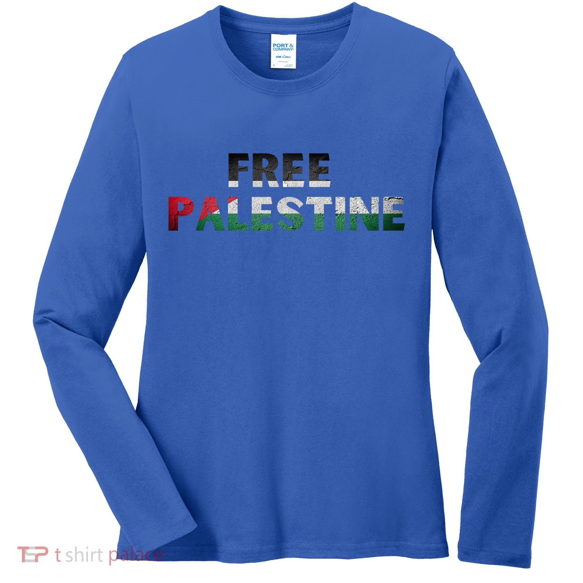 Free Palestine Gaza Flag Arabic Gift Women's Long Sleeve Shirt