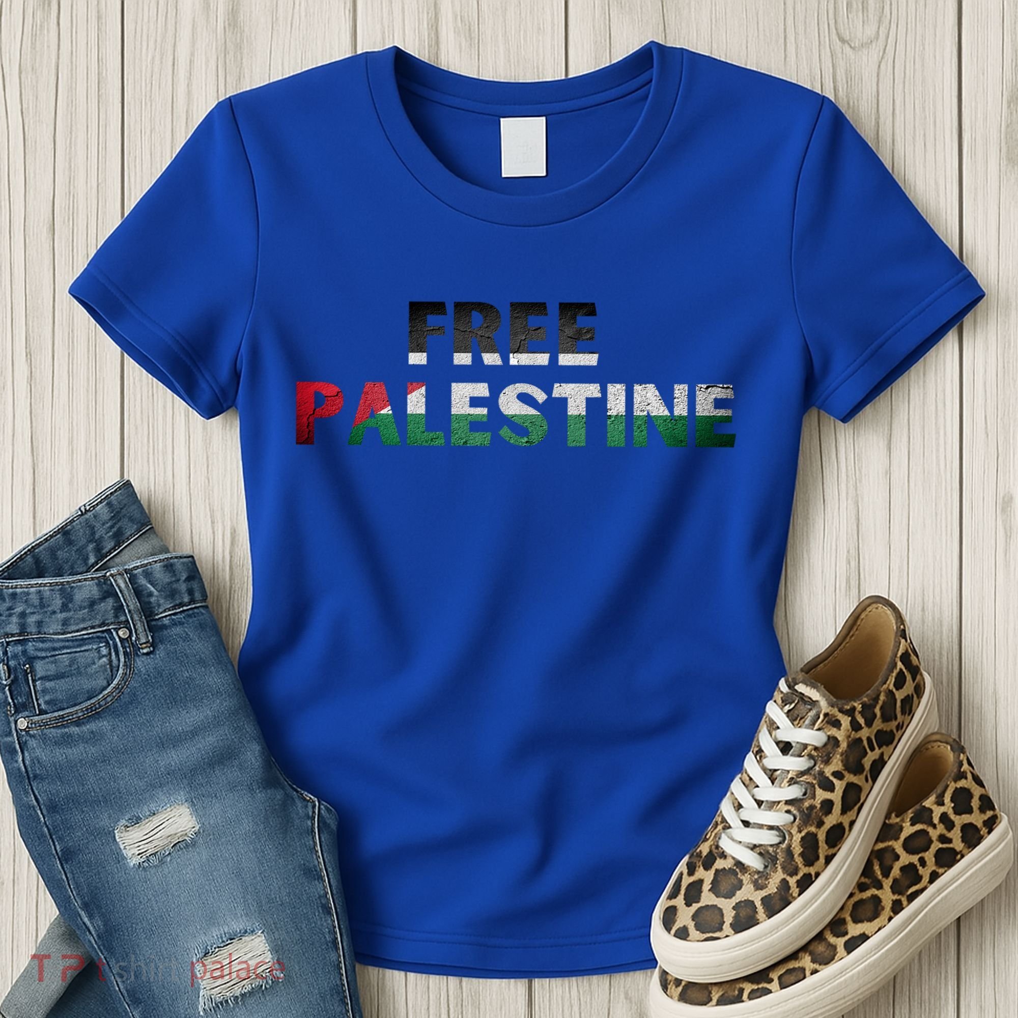 Free Palestine Gaza Flag Arabic Gift Women's T-Shirt