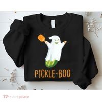 Funny Pickle Ghost Loves To Play Pickleball At Halloween Sweatshirt thumb 2