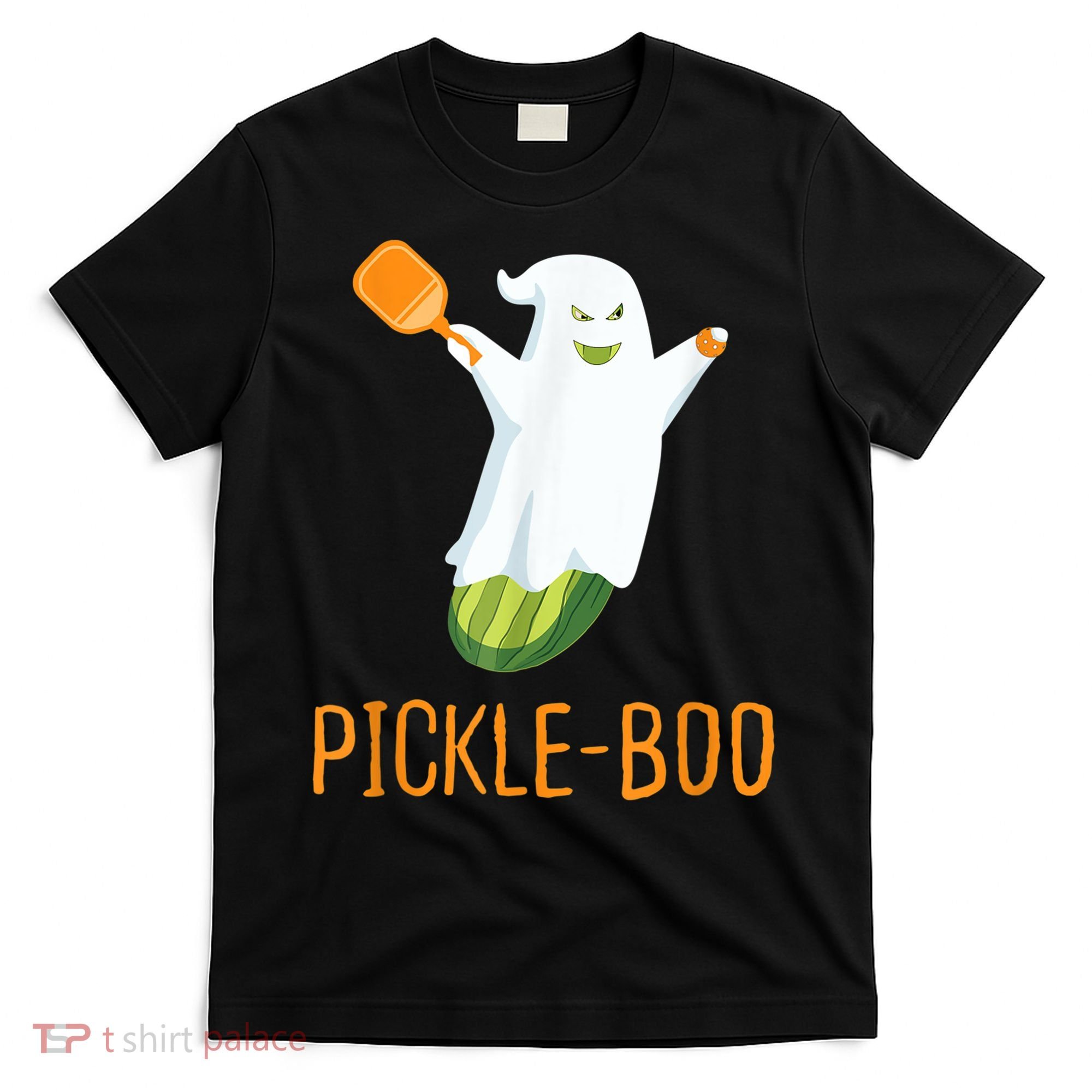 Funny Pickle Ghost Loves To Play Pickleball At Halloween T-Shirt