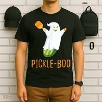Funny Pickle Ghost Loves To Play Pickleball At Halloween T-Shirt thumb 6