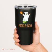 Funny Pickle Ghost Loves To Play Pickleball At Halloween Tumbler thumb 2