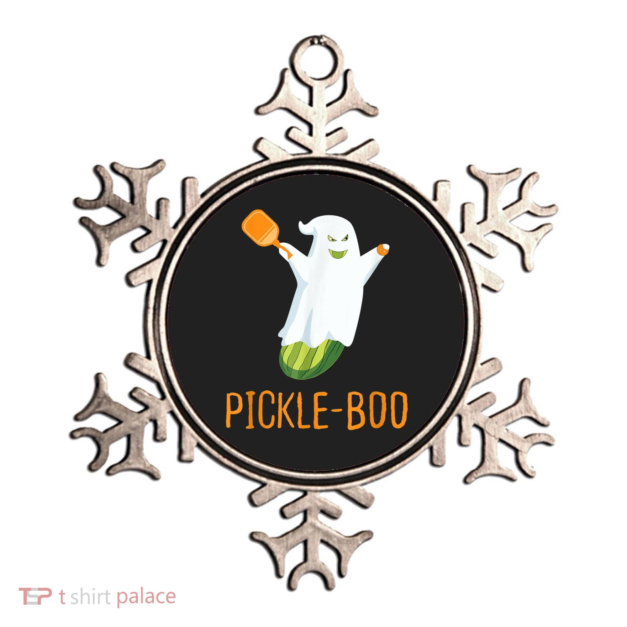 Funny Pickle Ghost Loves To Play Pickleball At Halloween Ornament