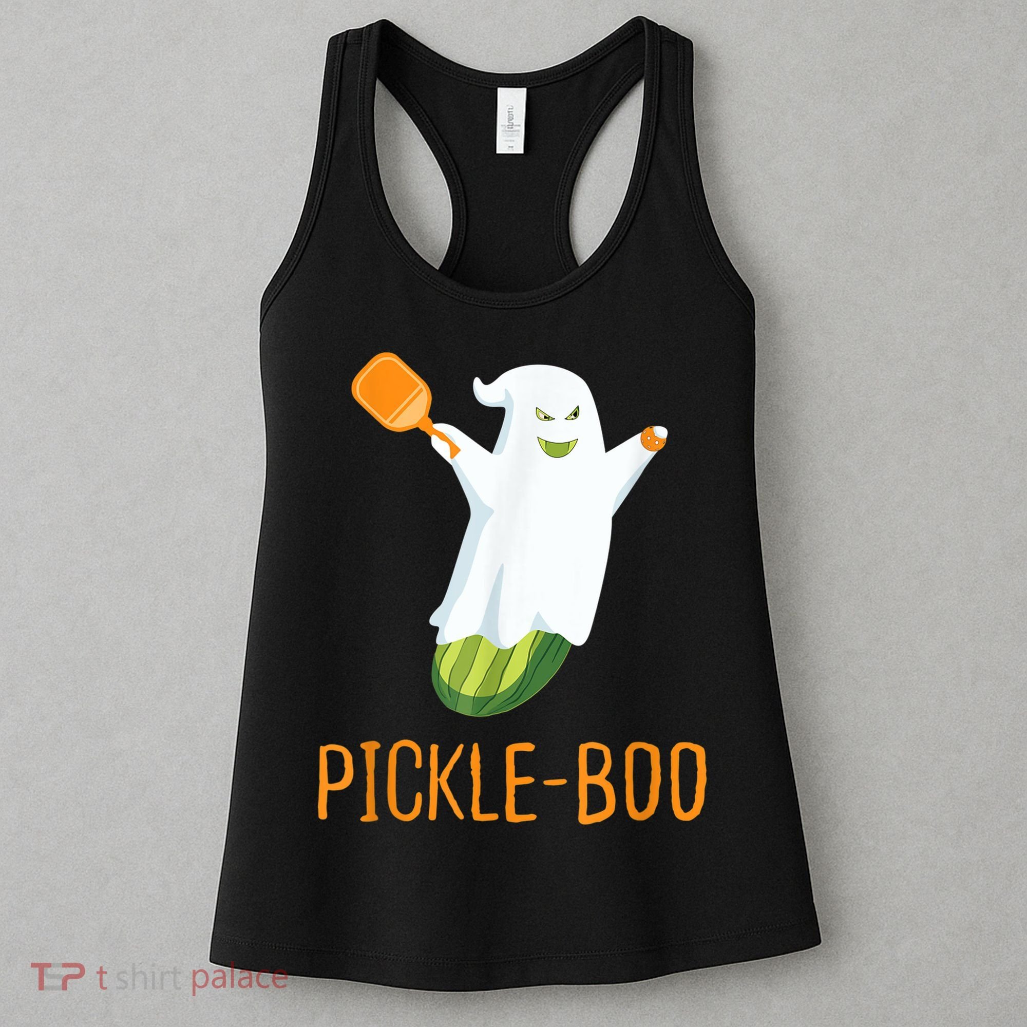Funny Pickle Ghost Loves To Play Pickleball At Halloween Women's Tank Top