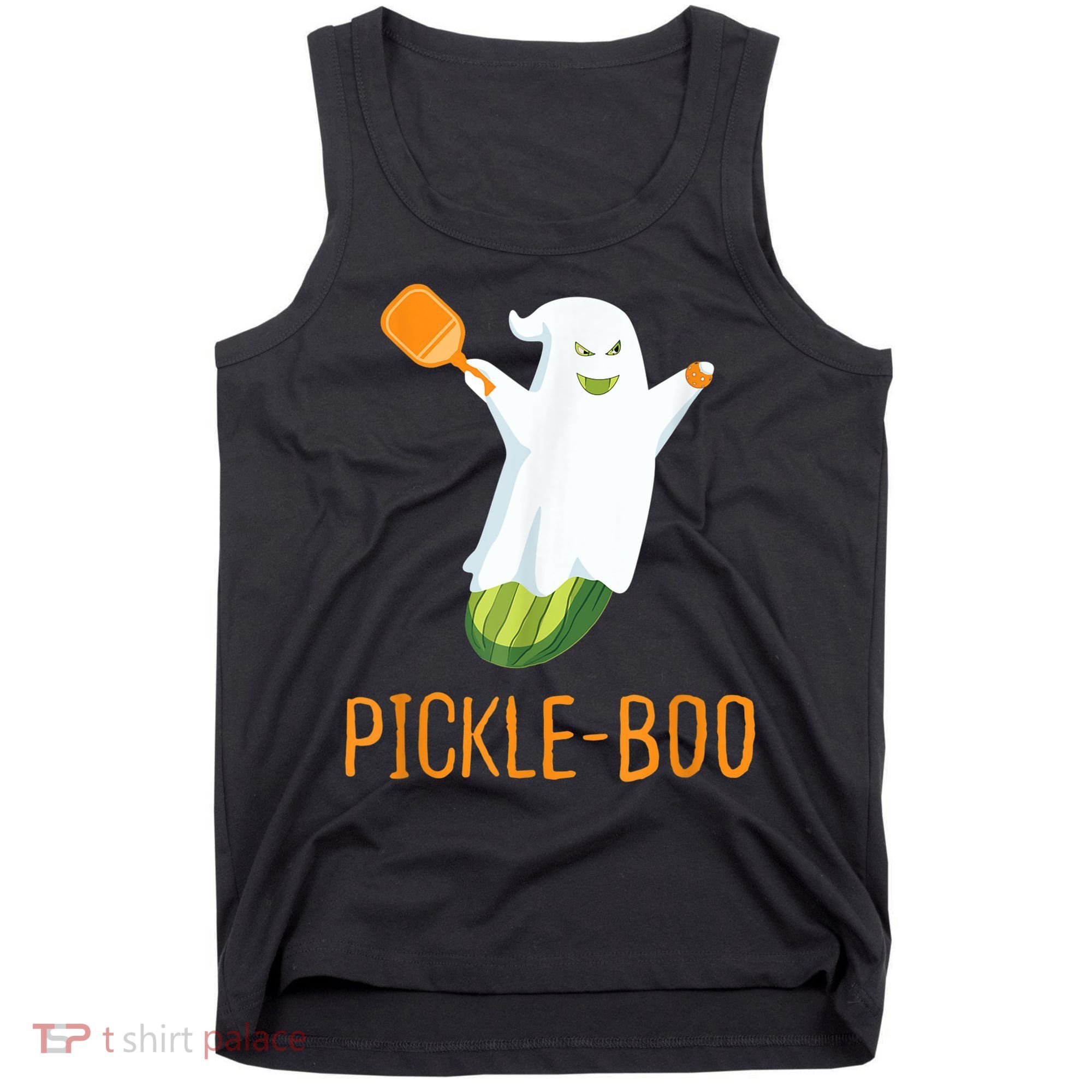 Funny Pickle Ghost Loves To Play Pickleball At Halloween Tank Top