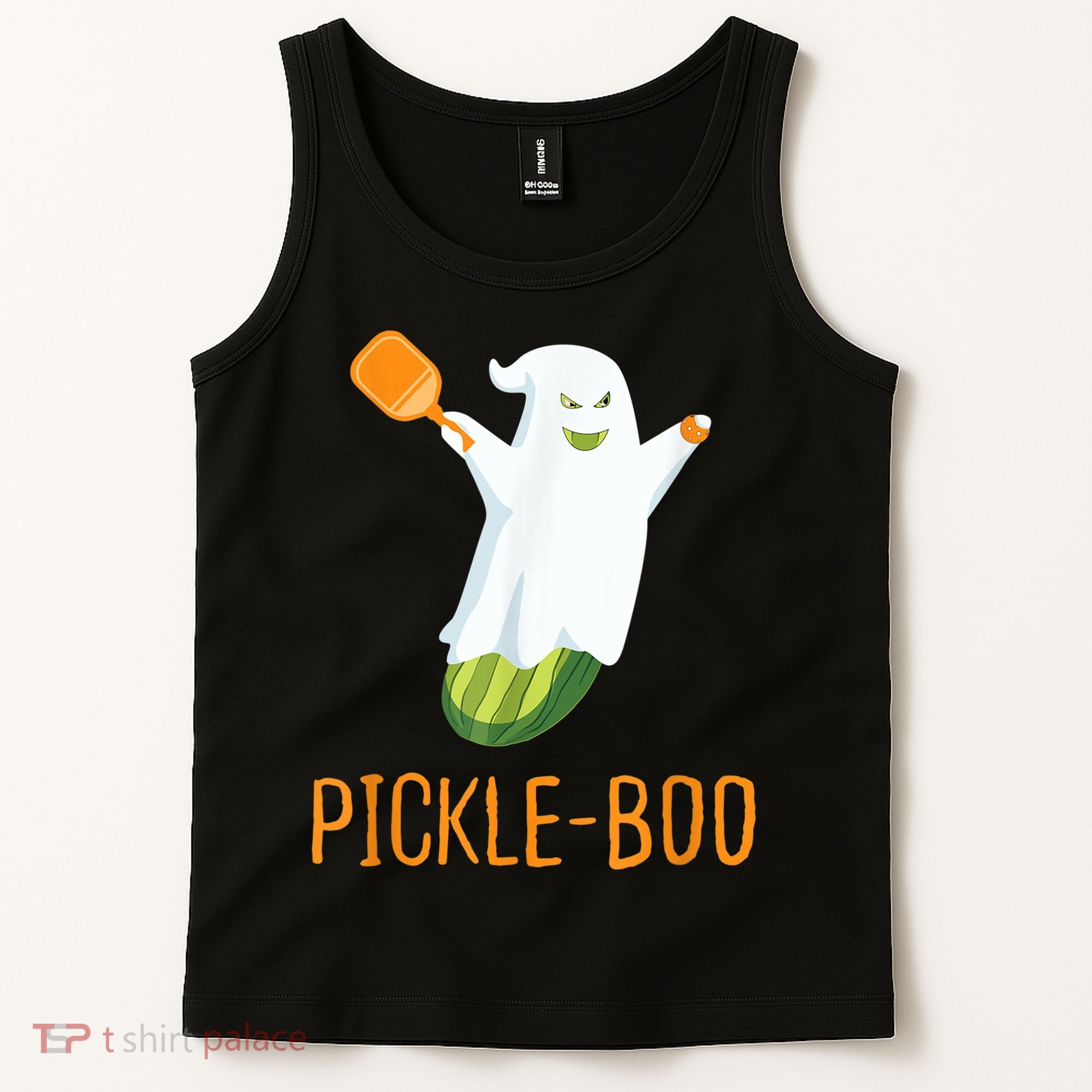 Funny Pickle Ghost Loves To Play Pickleball At Halloween Tank Top