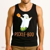 Funny Pickle Ghost Loves To Play Pickleball At Halloween Tank Top thumb 3