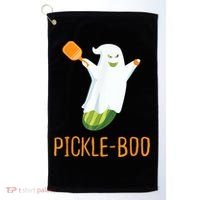 Funny Pickle Ghost Loves To Play Pickleball At Halloween Golf Towel thumb 0