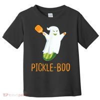 Funny Pickle Ghost Loves To Play Pickleball At Halloween Toddler T-Shirt thumb 0