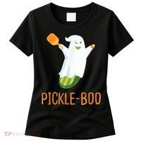 Funny Pickle Ghost Loves To Play Pickleball At Halloween Women's T-Shirt thumb 0