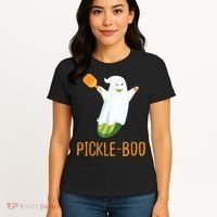 Funny Pickle Ghost Loves To Play Pickleball At Halloween Women's T-Shirt thumb 4