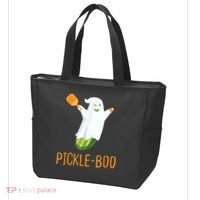 Funny Pickle Ghost Loves To Play Pickleball At Halloween Tote Bag thumb 3