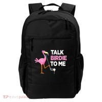 Flamingo Playing Golf Talk Birdie To Me Pun Funny Backpack thumb 0