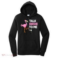 Flamingo Playing Golf Talk Birdie To Me Pun Funny Women's Hoodie thumb 0