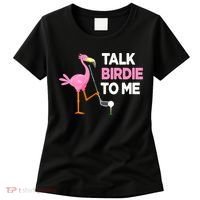 Flamingo Playing Golf Talk Birdie To Me Pun Funny Women's T-Shirt thumb 0
