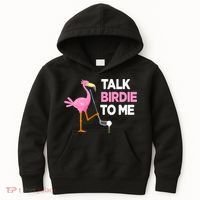 Flamingo Playing Golf Talk Birdie To Me Pun Funny Kids Hoodie thumb 0
