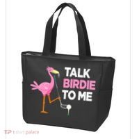 Flamingo Playing Golf Talk Birdie To Me Pun Funny Tote Bag thumb 3
