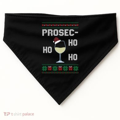 Funny Prosec Ho Ho Ho Christmas Prosecco Santa Hat Wine Gift USA-Made Doggie Bandana