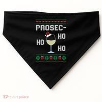Funny Prosec Ho Ho Ho Christmas Prosecco Santa Hat Wine Gift USA-Made Doggie Bandana thumb 0
