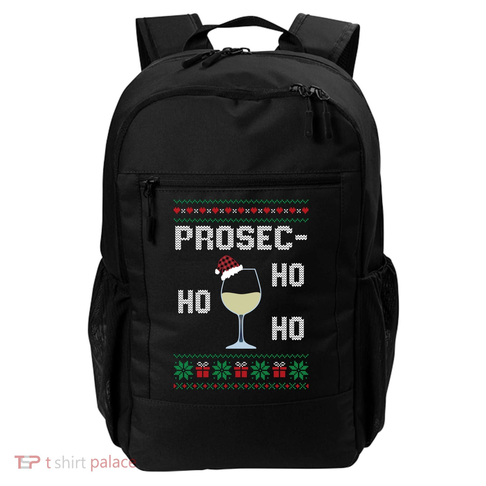 Funny Prosec Ho Ho Ho Christmas Prosecco Santa Hat Wine Gift Backpack