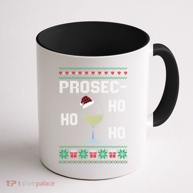 Funny Prosec Ho Ho Ho Christmas Prosecco Santa Hat Wine Gift Coffee Mug back
