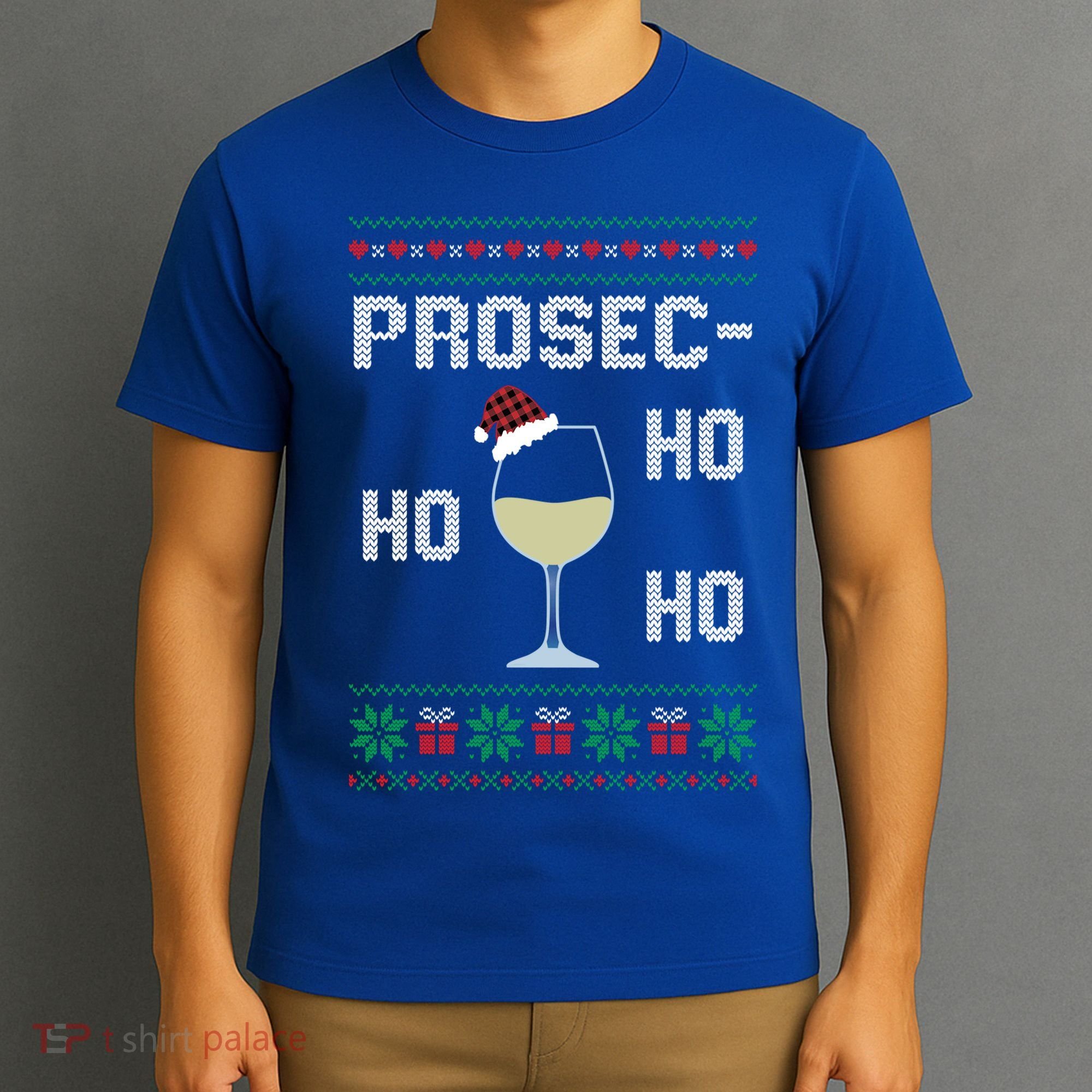 Funny Prosec Ho Ho Ho Christmas Prosecco Santa Hat Wine Gift T-Shirt