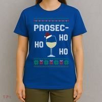 Funny Prosec Ho Ho Ho Christmas Prosecco Santa Hat Wine Gift T-Shirt thumb 4