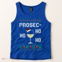 Funny Prosec Ho Ho Ho Christmas Prosecco Santa Hat Wine Gift Tank Top thumb 2