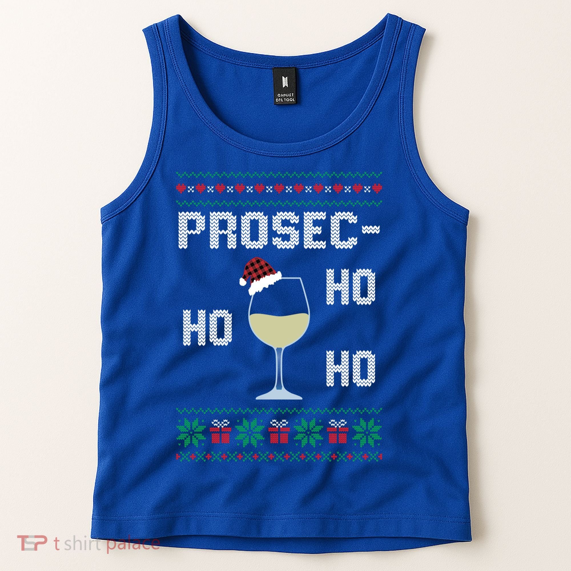 Funny Prosec Ho Ho Ho Christmas Prosecco Santa Hat Wine Gift Tank Top