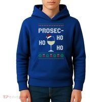Funny Prosec Ho Ho Ho Christmas Prosecco Santa Hat Wine Gift Kids Hoodie thumb 4