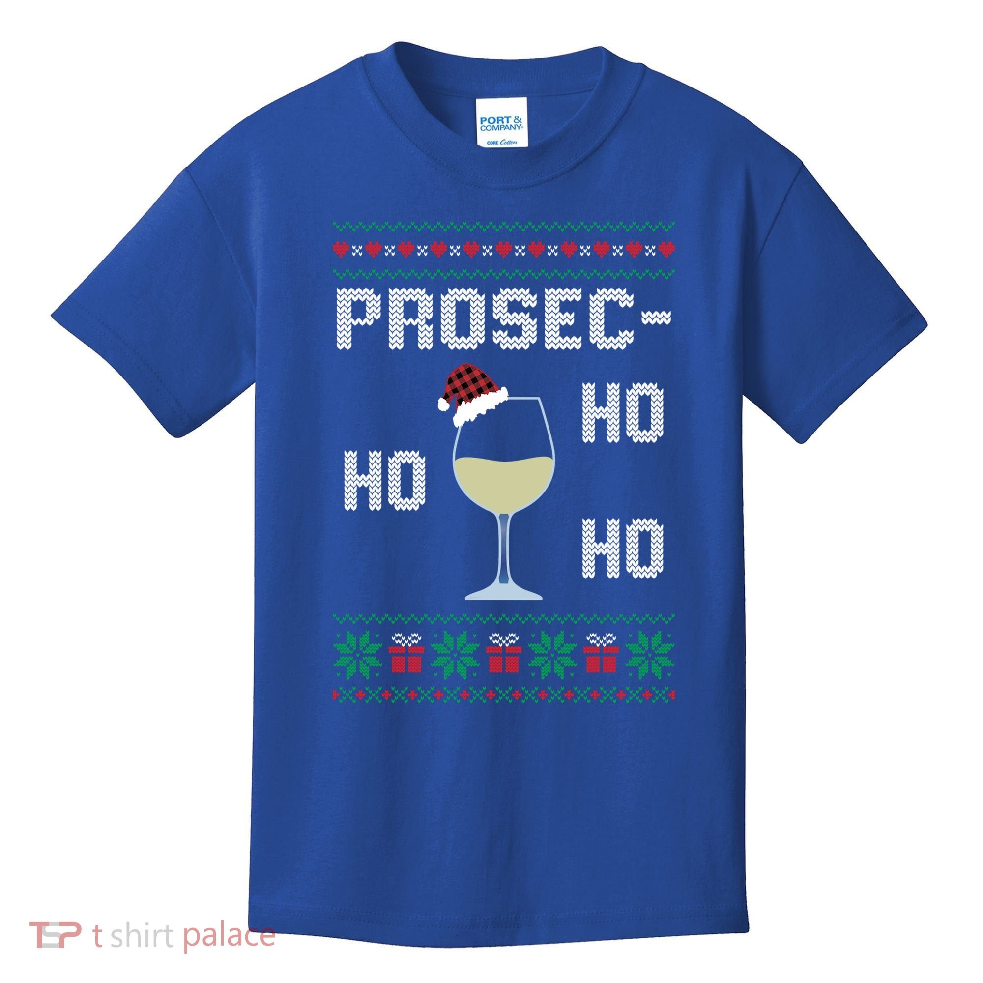 Funny Prosec Ho Ho Ho Christmas Prosecco Santa Hat Wine Gift Kids T-Shirt